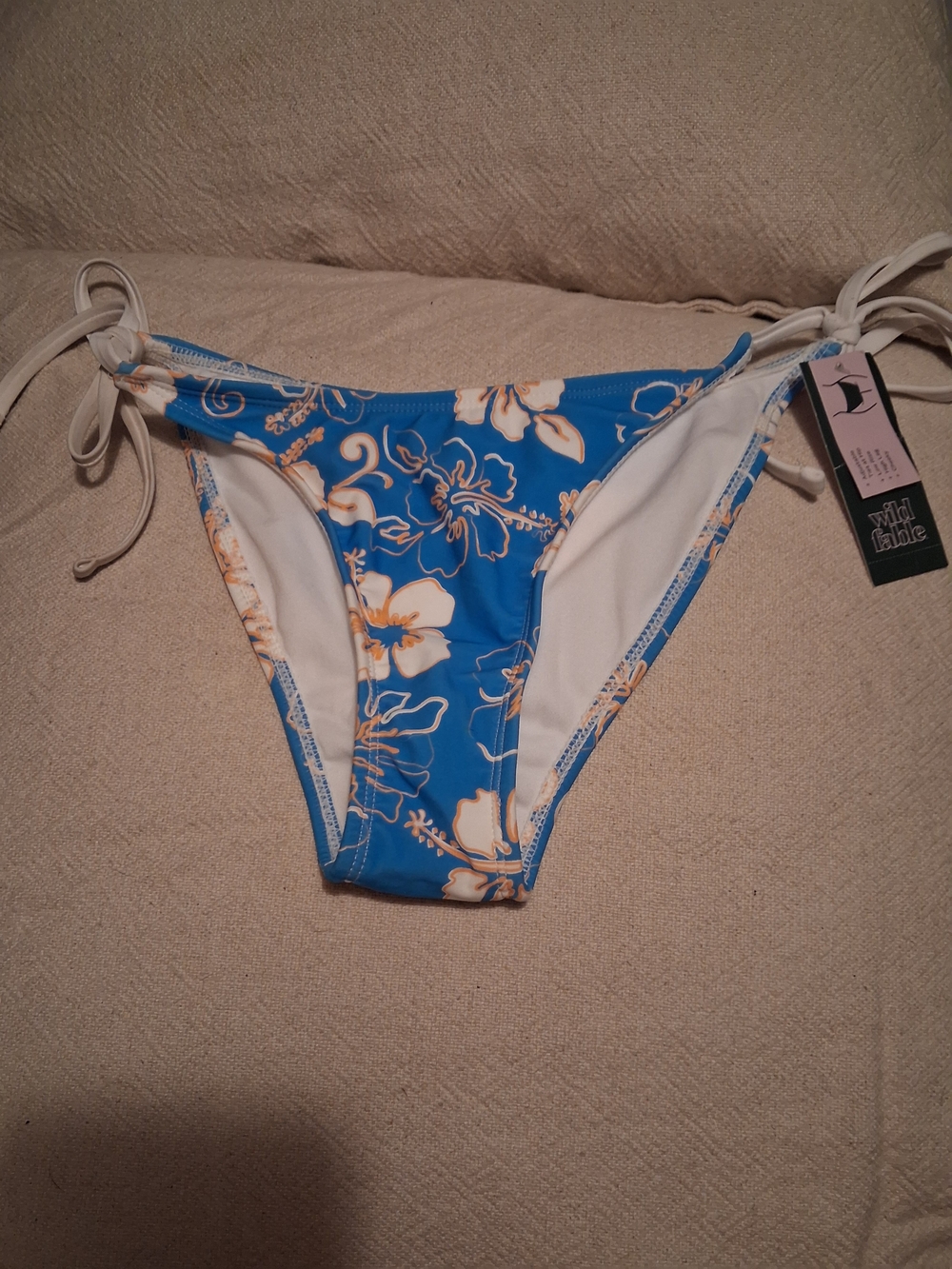 wild fable Blue and Cream Floral Tie-Side Bikini Bottoms